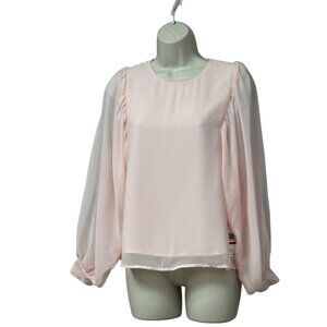 Q & A Volume Sleeve Blouse, Pale Pink, XS